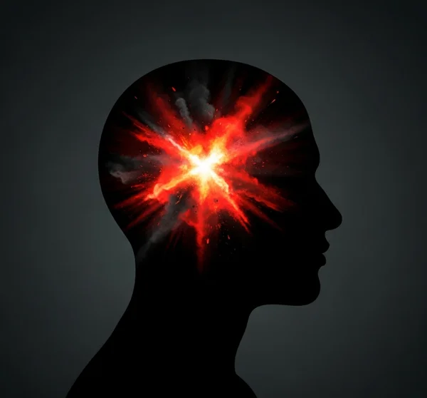 Abstract concept of explosive anger and inner turmoil.