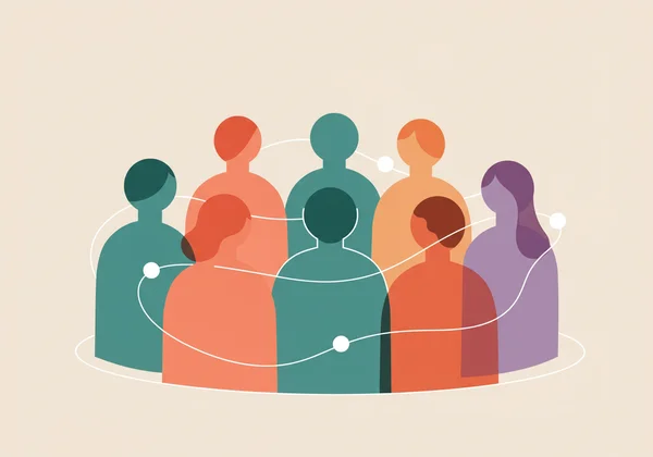 A diverse group of people in a supportive discussion, representing community and understanding.