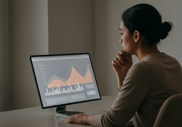 Person looking at self-assessment results on a screen