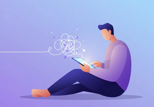 Person completing a self-assessment form on a tablet, symbolizing a journey of self-discovery.